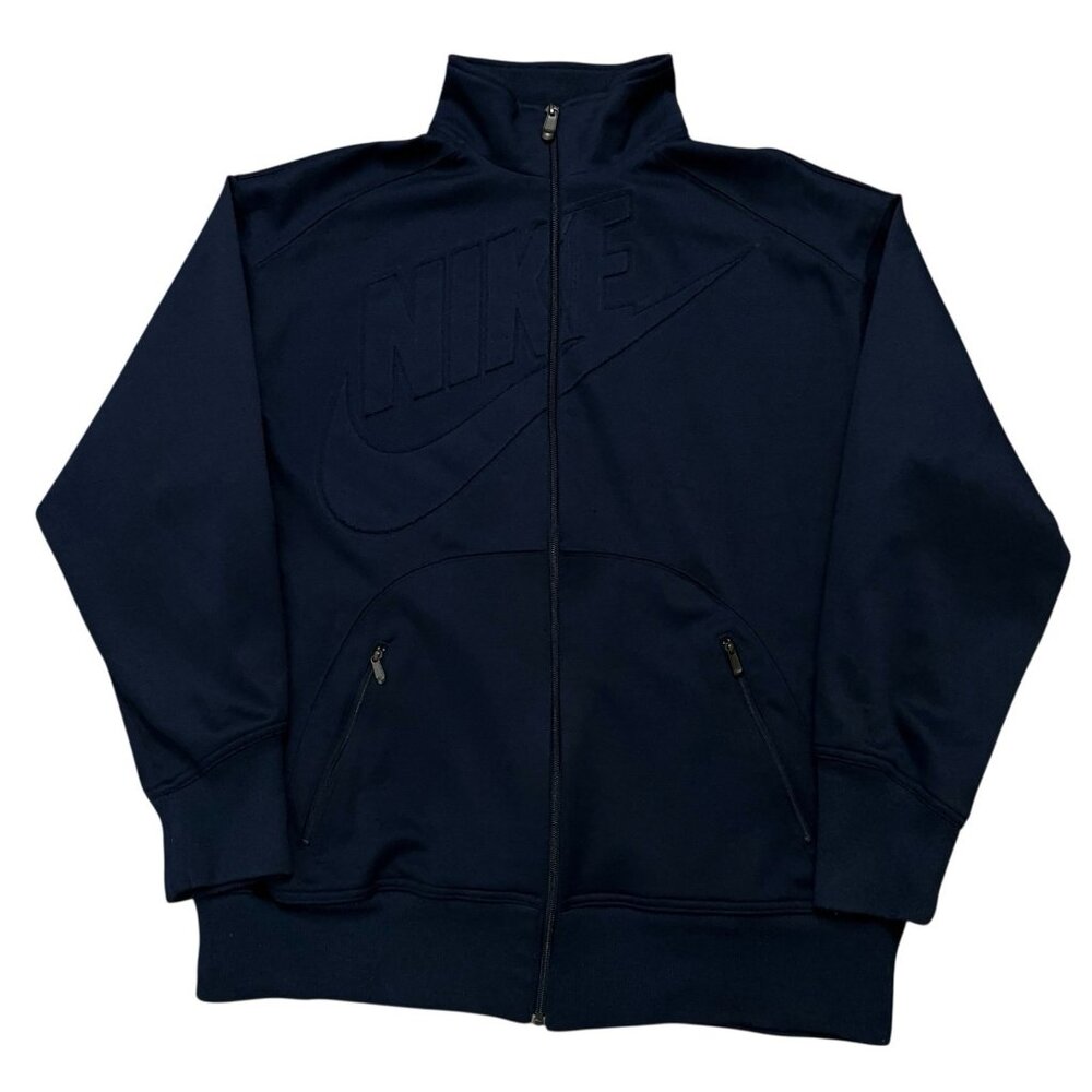 Nike Track Jacket Mens Size M Full-Zip Logo Patch Embroidered Blue VTG Y2K